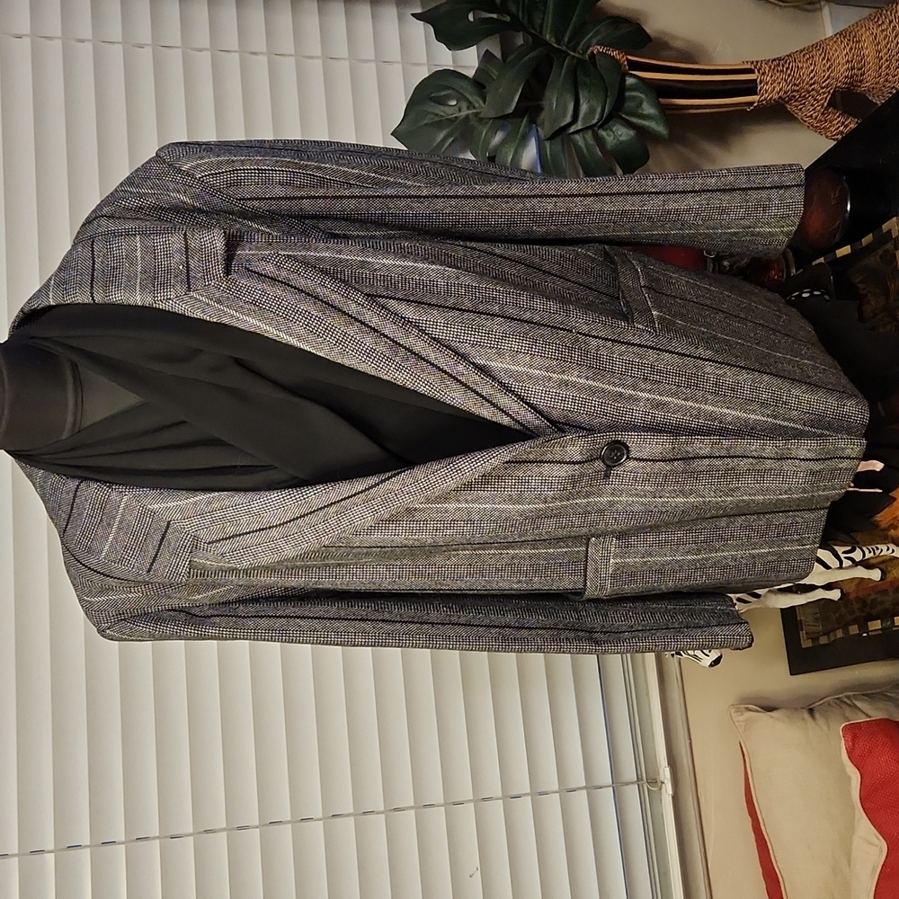 Black & Grey Striped Skirt Suit - Picture 1 of 5